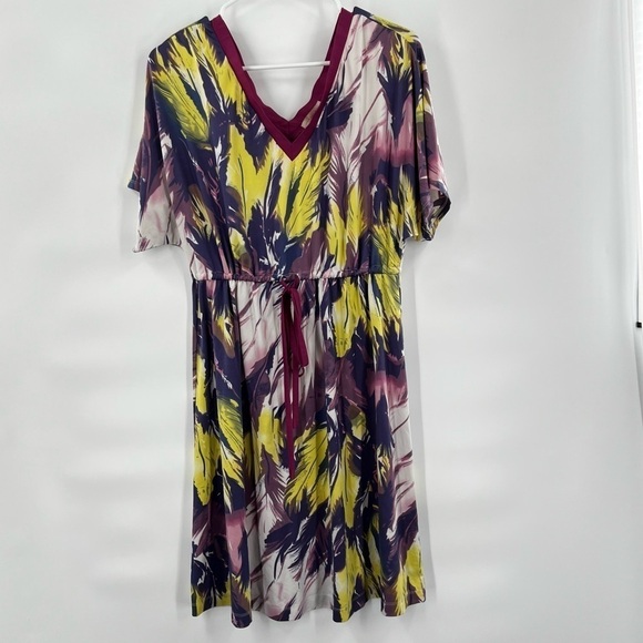 Jonathan Martin abstract print dress belted 10 - Picture 1 of 12